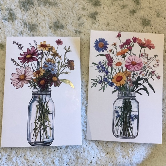 Farmhouse Floral Mason Jar Bouquet Greeting Cards Set of 6 NWT 4x5.5” - Picture 5 of 10